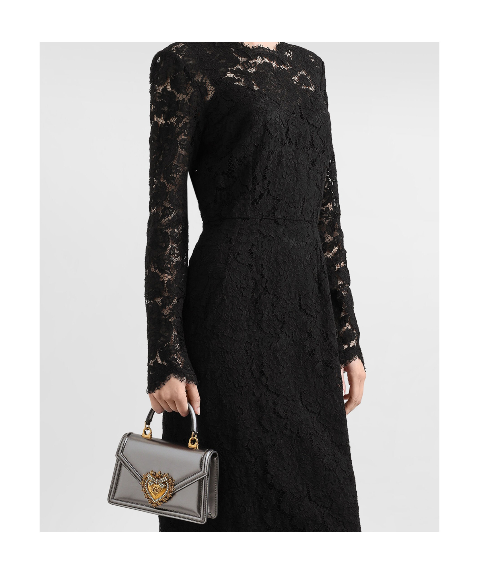 Dolce & Gabbana Devotion Metallic Cross Body Tote In Gray