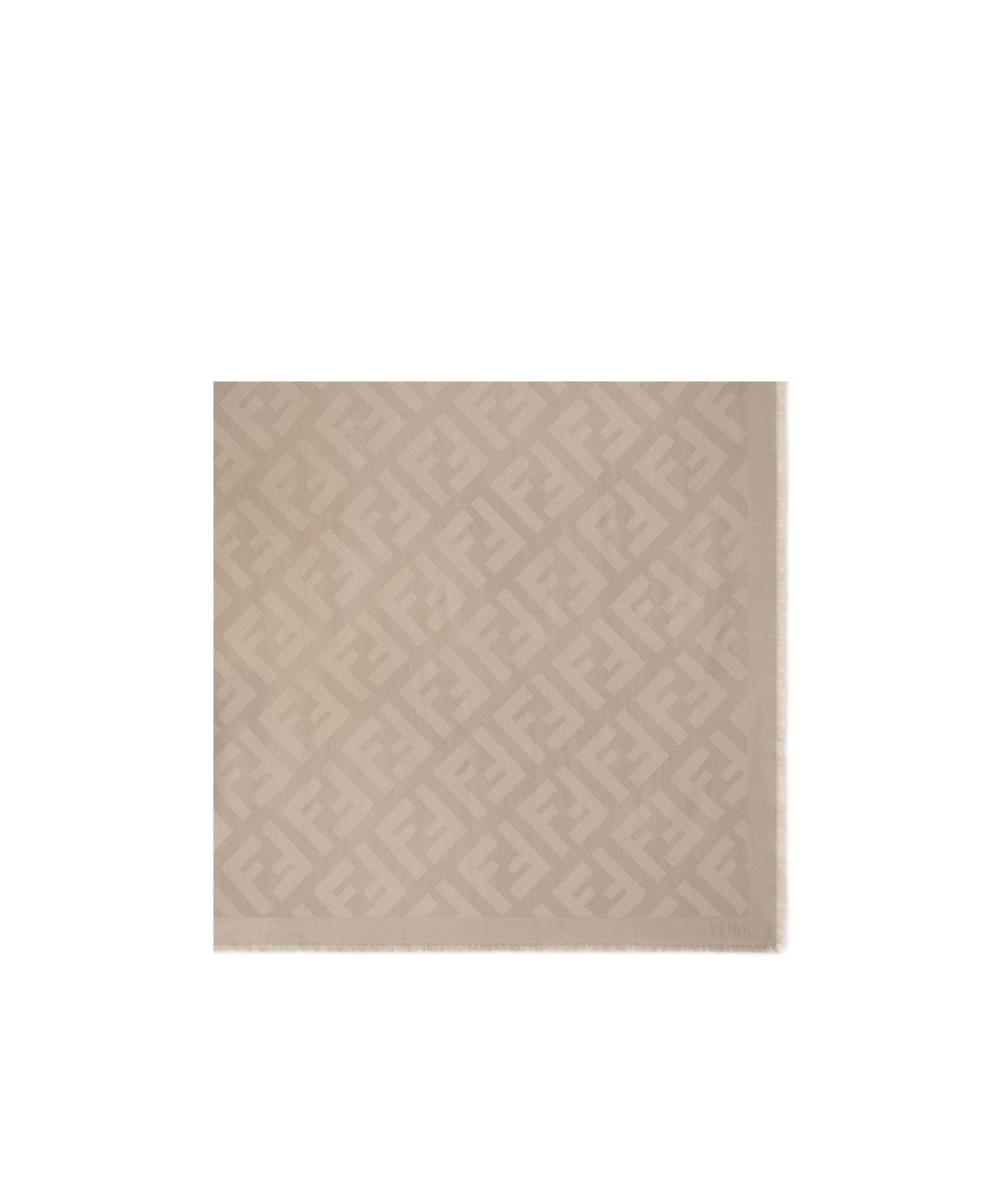 Fendi Ff Monogram Frayed Edge Scarf In Nude
