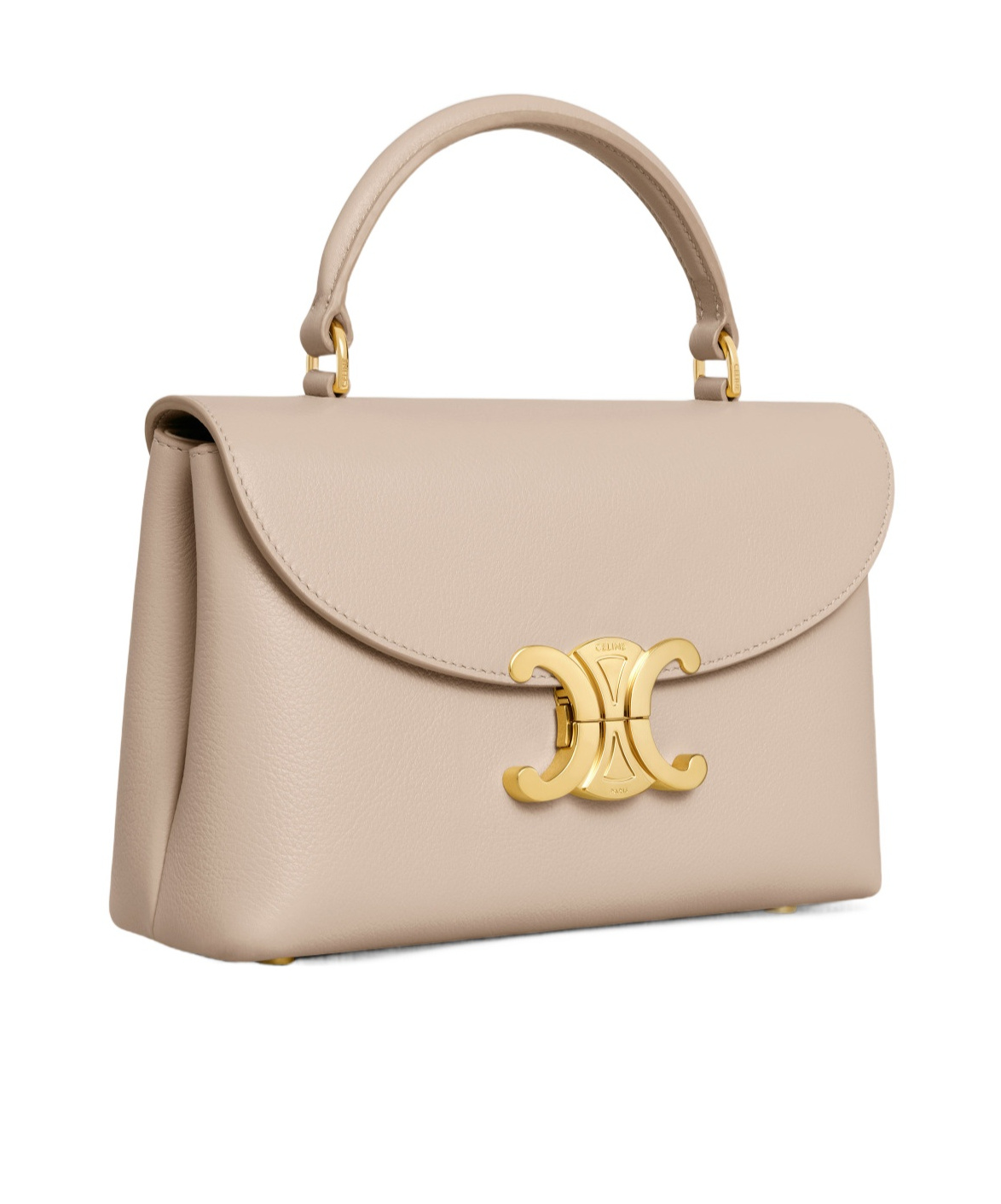 Celine Ten Nino Logo Shoulder Bag In Nude