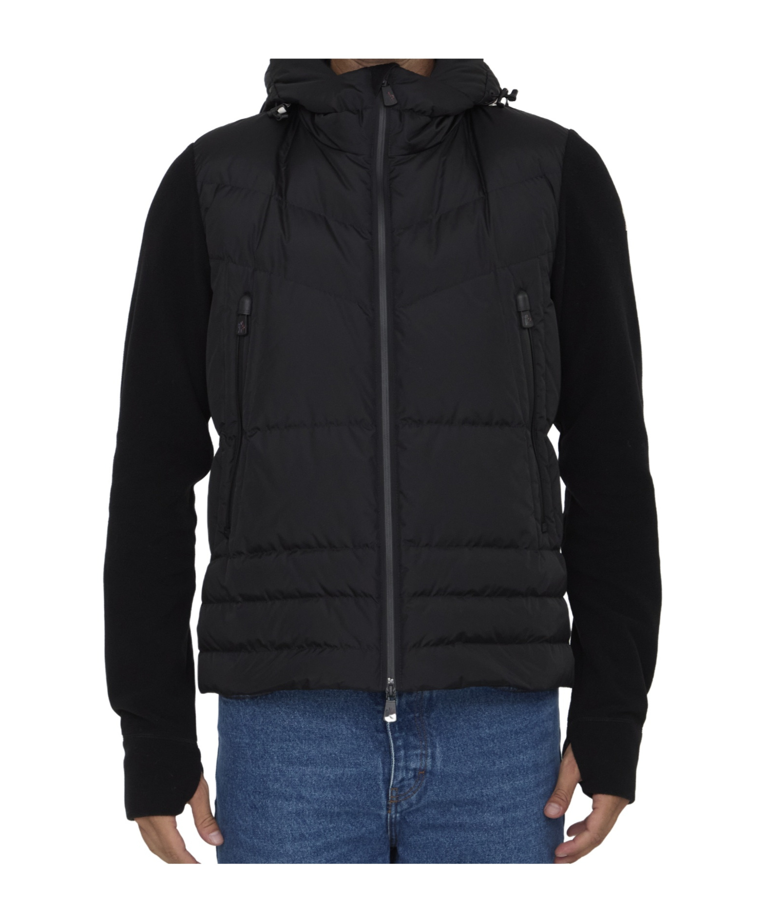 Moncler Grenoble Padded Hooded Cardigan In Black