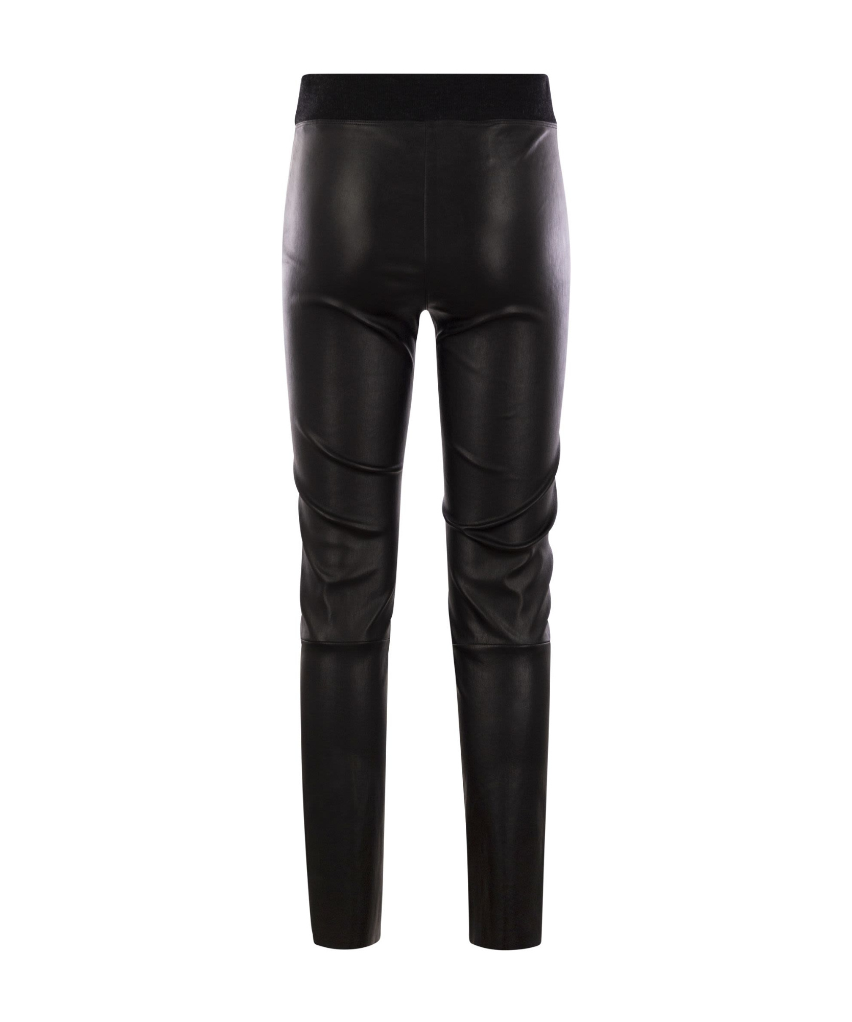 Brunello Cucinelli Leather Leggings In Black