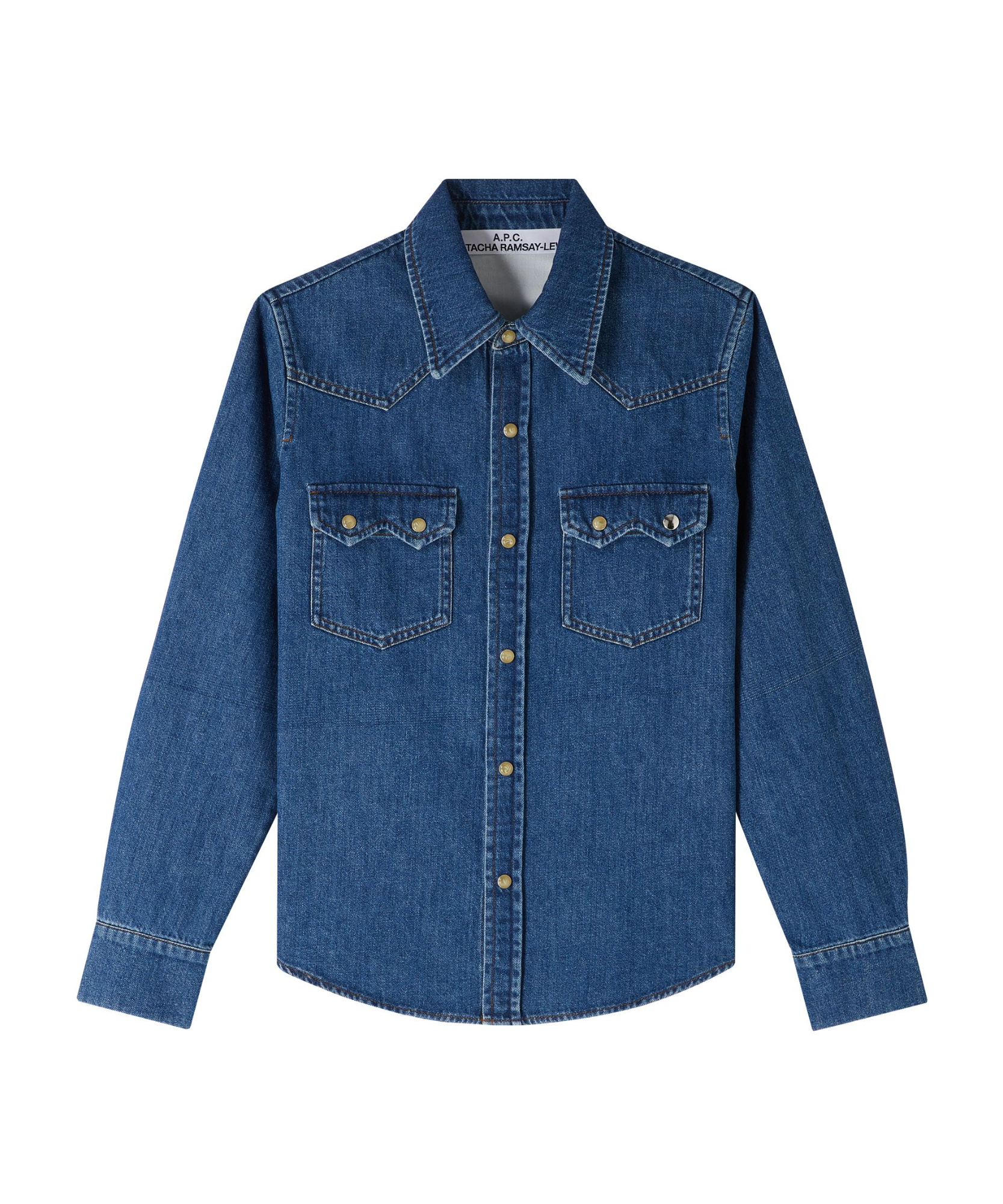 Shop Apc Sculpted-buttons Denim Shirt In Blue