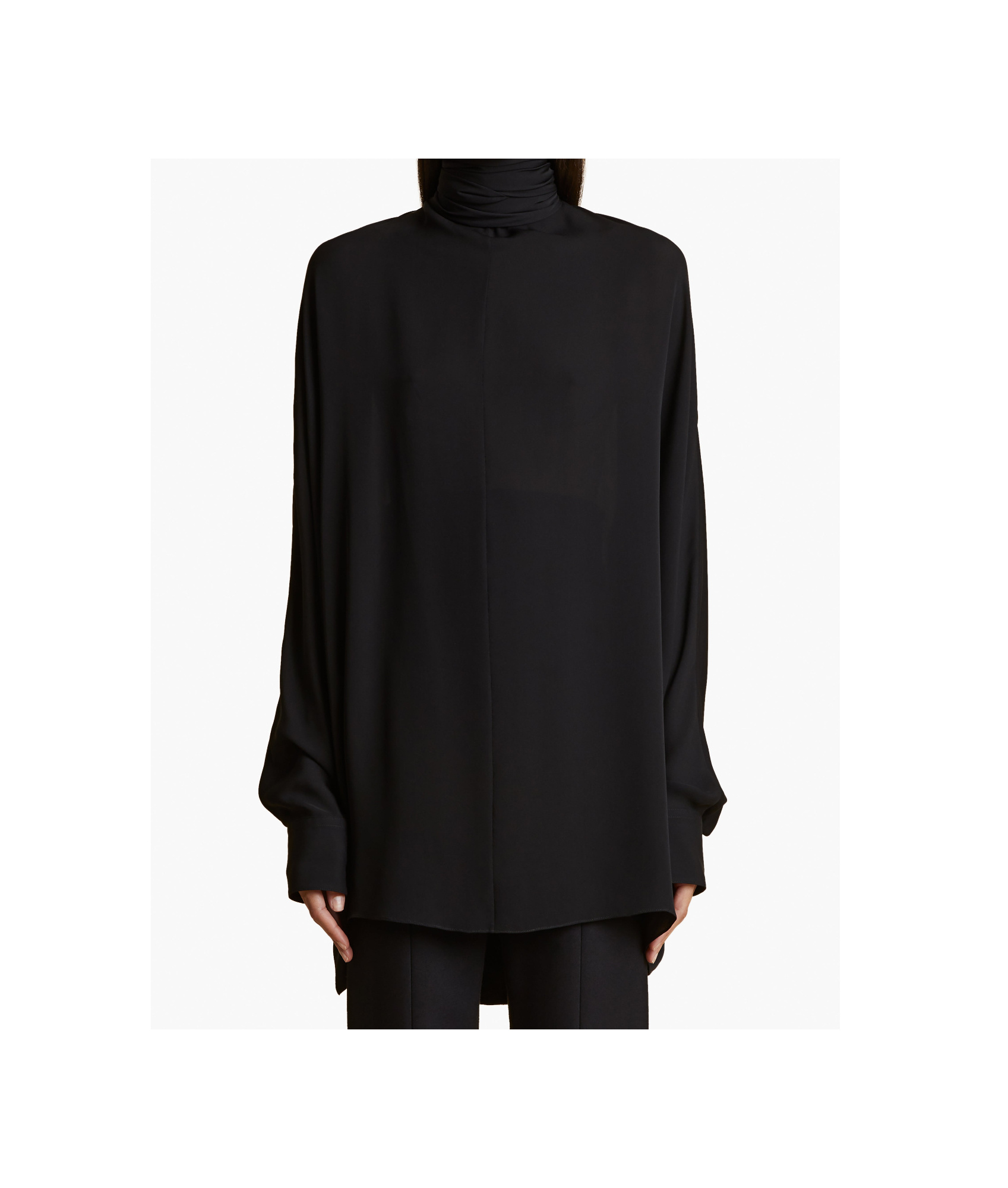 Khaite Bex Turtleneck Georgette Blouse In Black