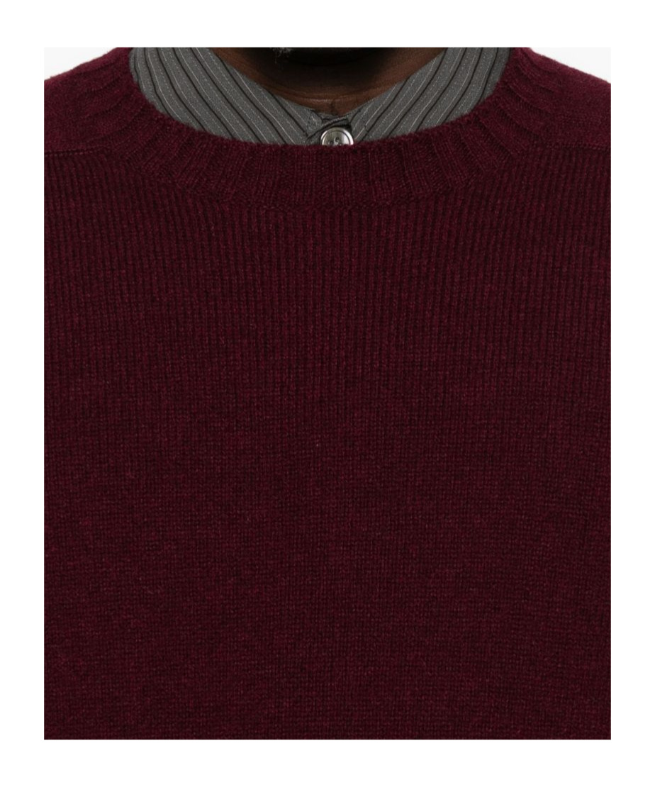 Sebago Deep Red Crew Neck Sweater In Burgundy