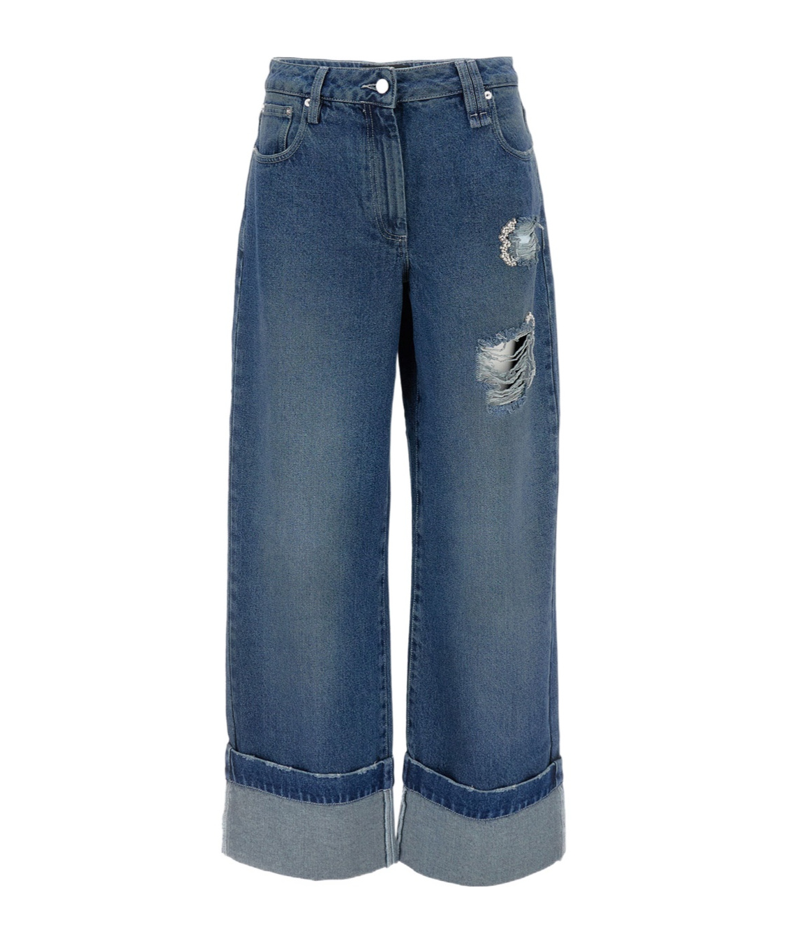 Simone Rocha Womens Distressed Blue Distressed Straight-leg Denim Jeans In Blue