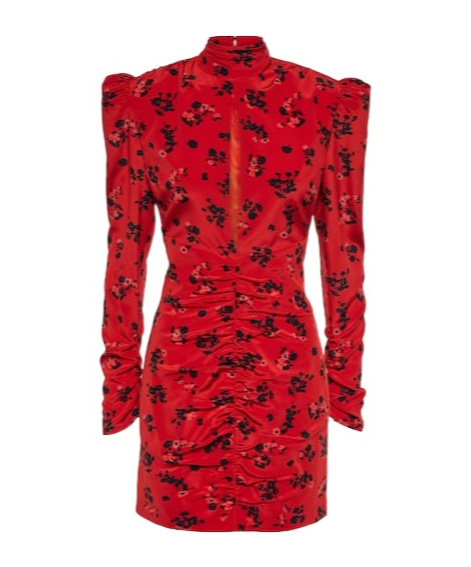 Alessandra Rich Floral Silk Minidress In Red