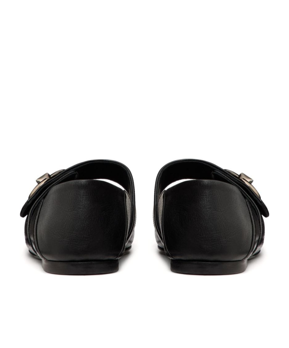 Valentino Garavani Vlogo Locker Mary-jane Ballerina In Eel With Flower Application Woman Black 37.5 In Black