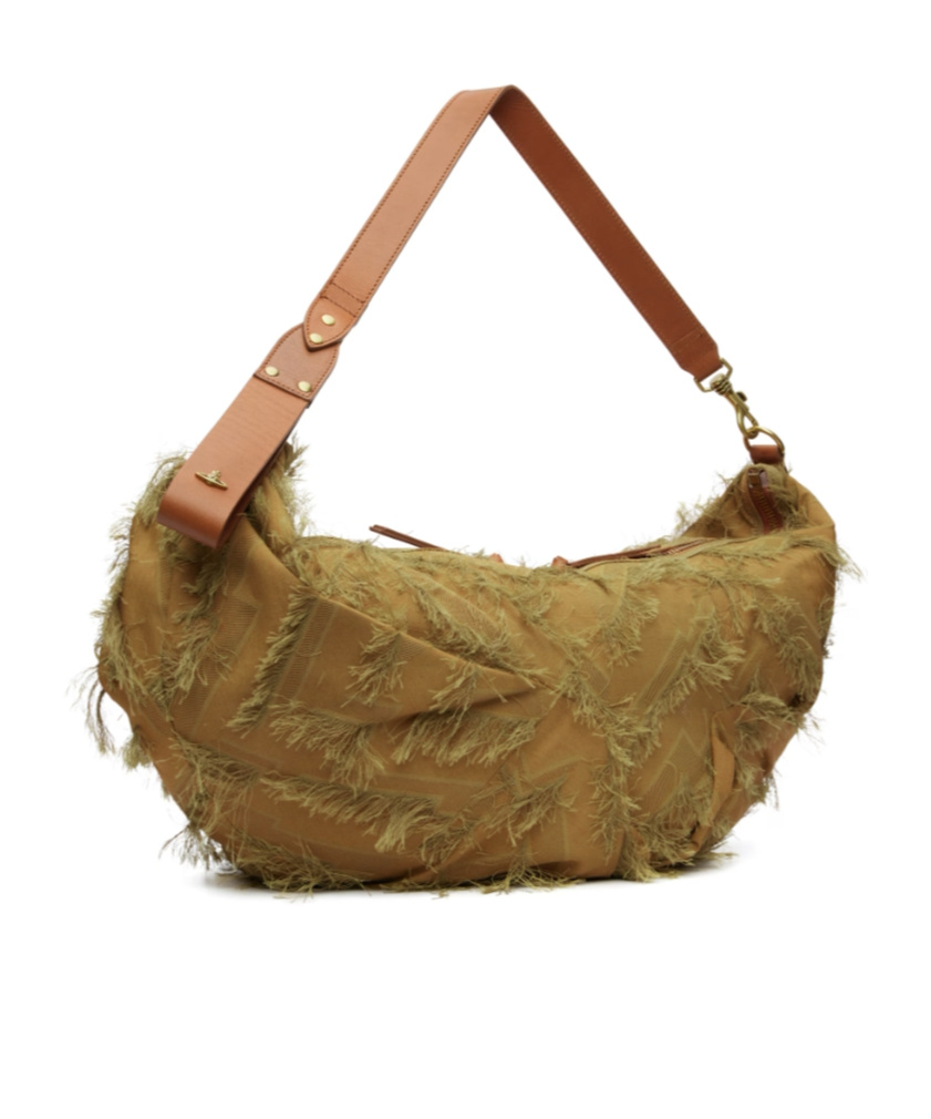 Vivienne Westwood Fringes Fil Coupe' Agnes Large Shoulder Bag In Brown