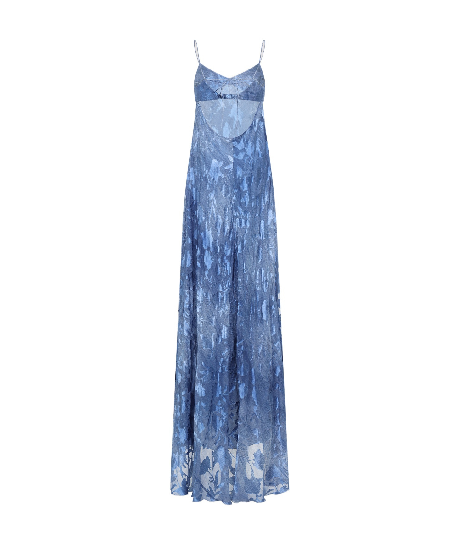 Ermanno Scervino Jacquard Maxi Dress In Stampa Jeans