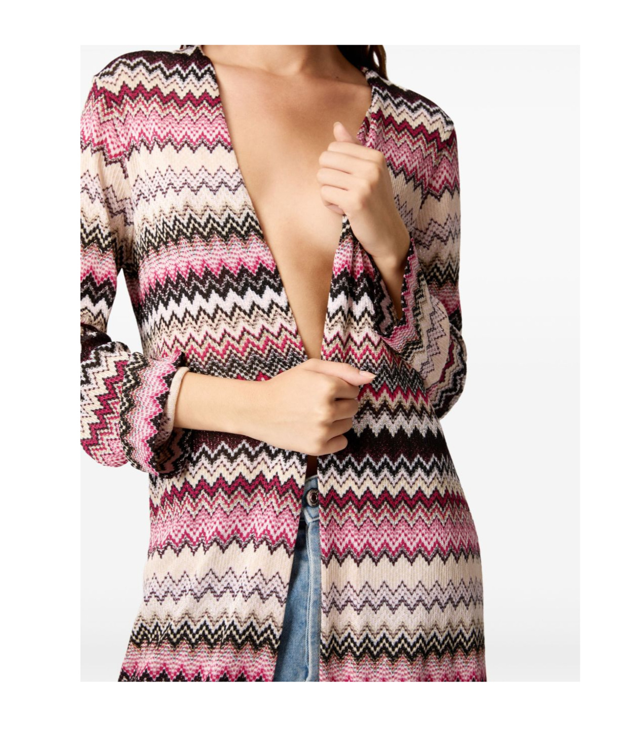 Shop Missoni Zigzag Long Cardigan In Multicolor