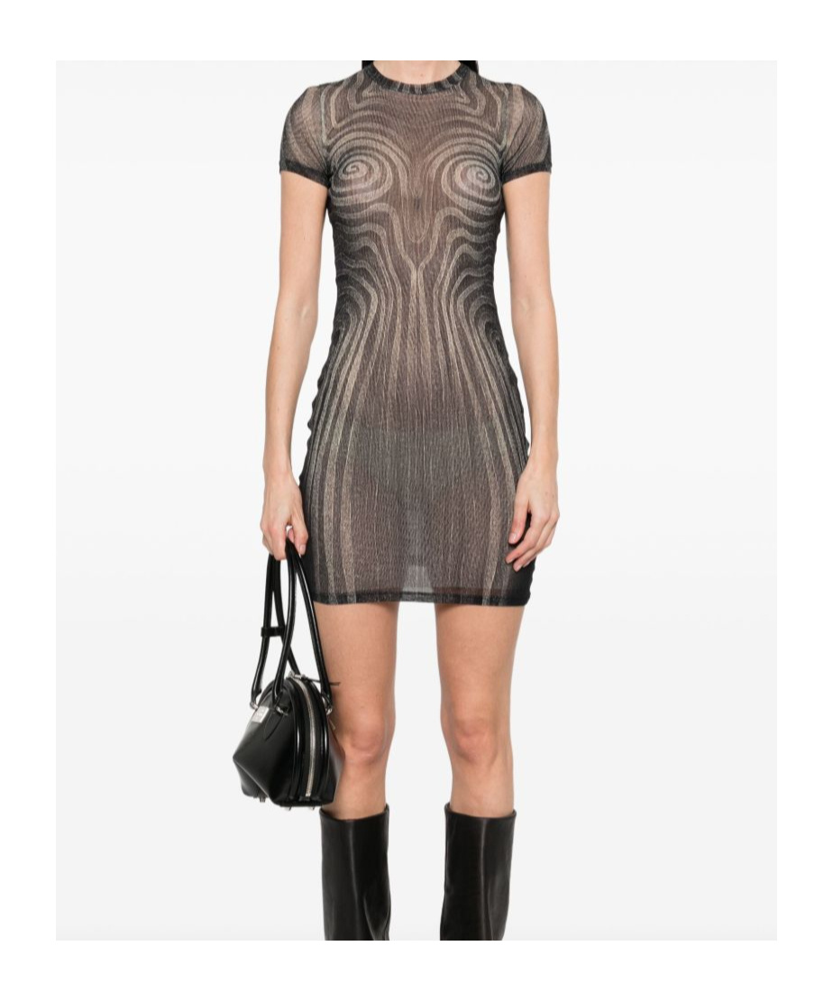 Shop Jean Paul Gaultier Spiral Mini Dress In Black