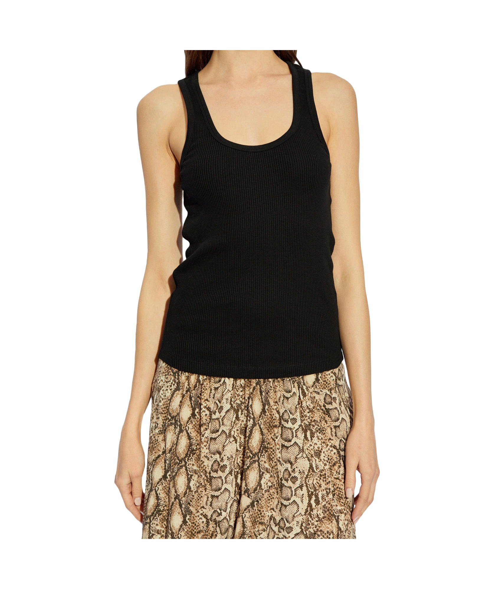 Isabel Marant Thea Scoop Neck Ribbed Sleeveless Vest In Black