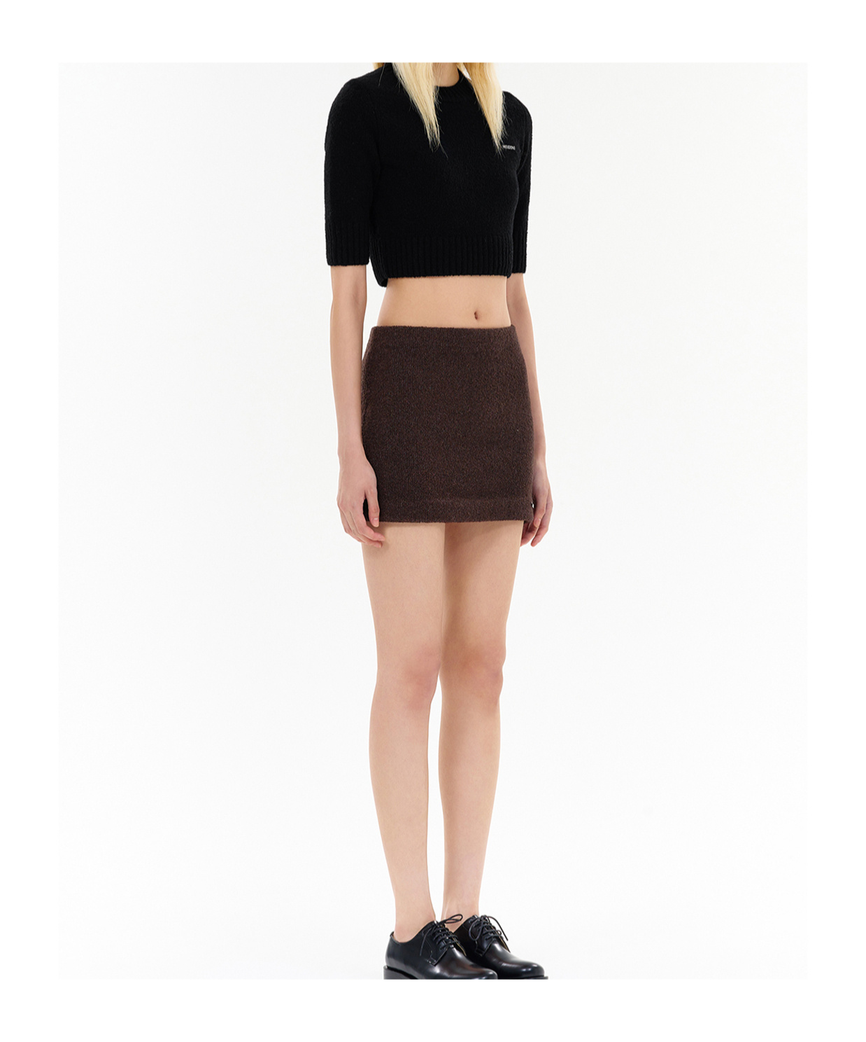 We11 Done Cropped Knitted Top In Black