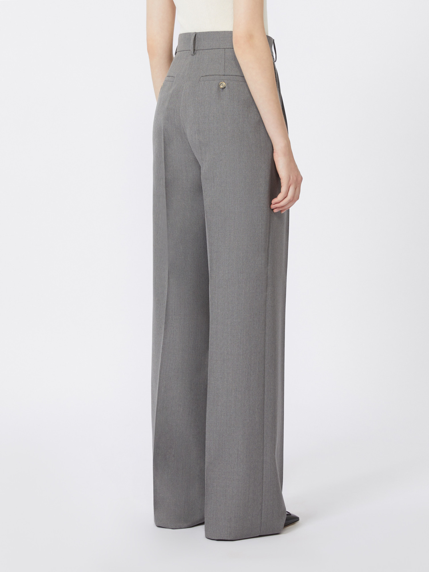 Max Mara Wool Wide-leg Trousers In Gray