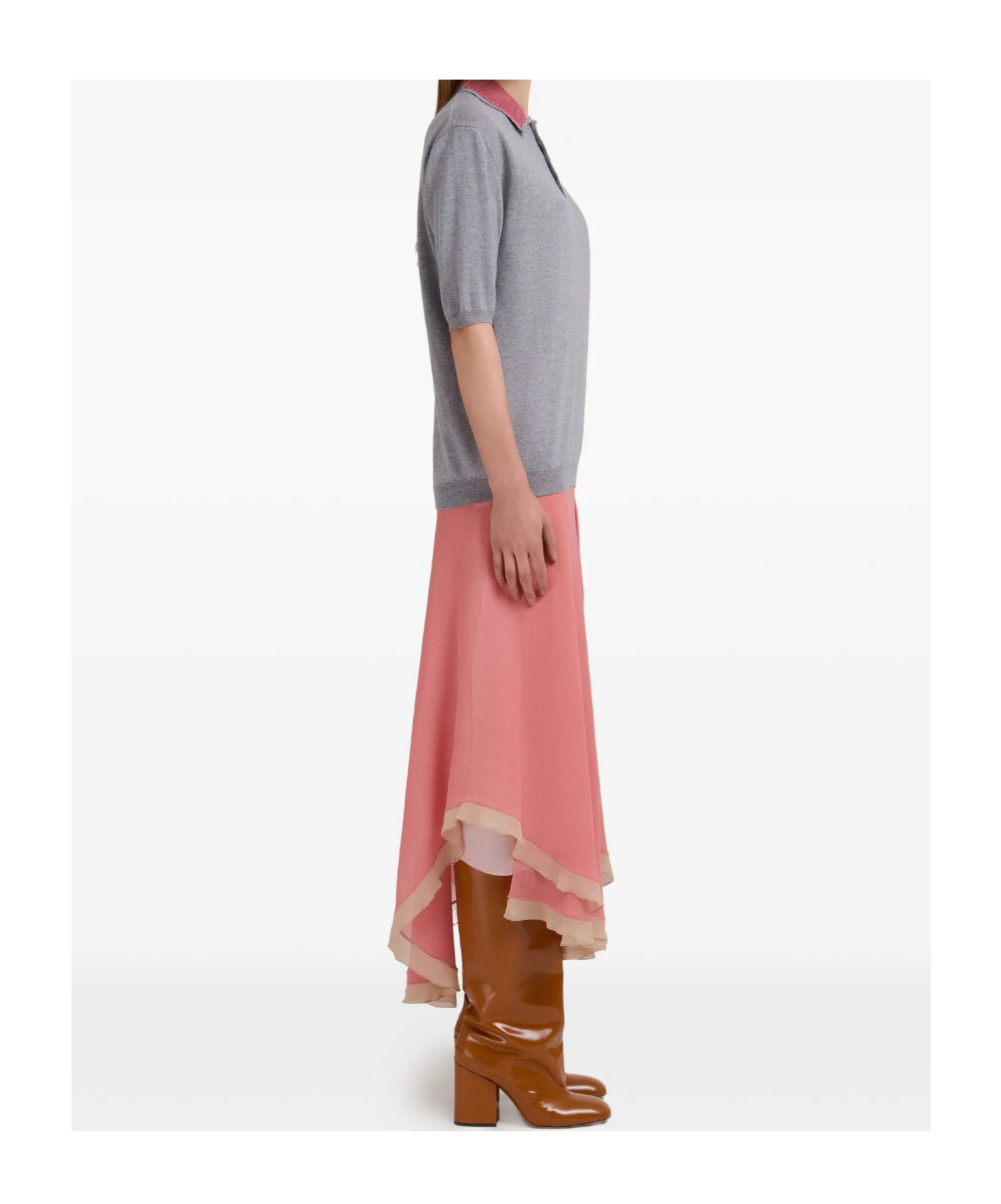Marni Creponne Silk Peplum Midi Skirt Clothing In Pink