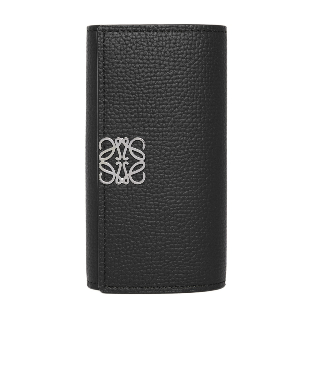 Loewe Anagram Key Case In Pebble Grained Calfskin In Black
