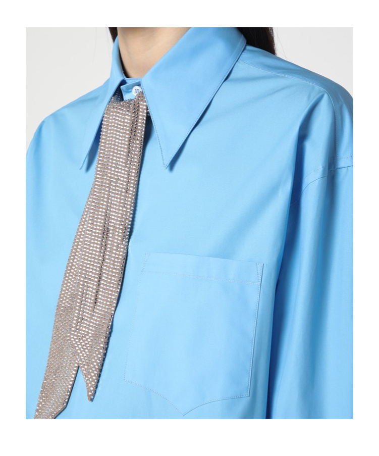 Giuseppe Di Morabito Rhinestone Scarf Buttoned Shirt In Blue