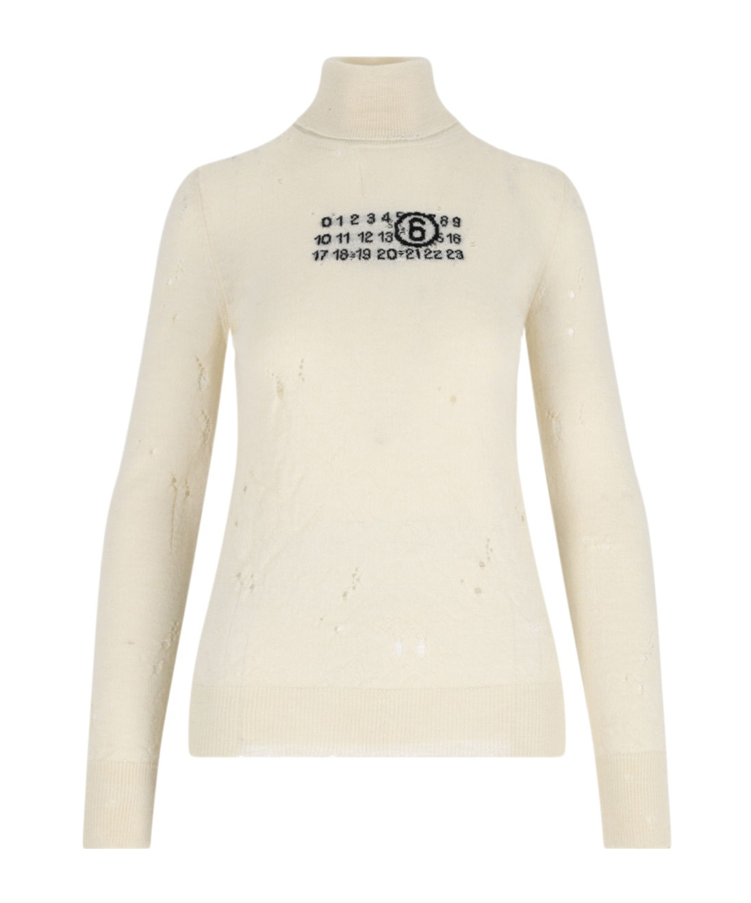 Mm6 Maison Margiela Distressed Turtleneck Sweater With Numeric Signature