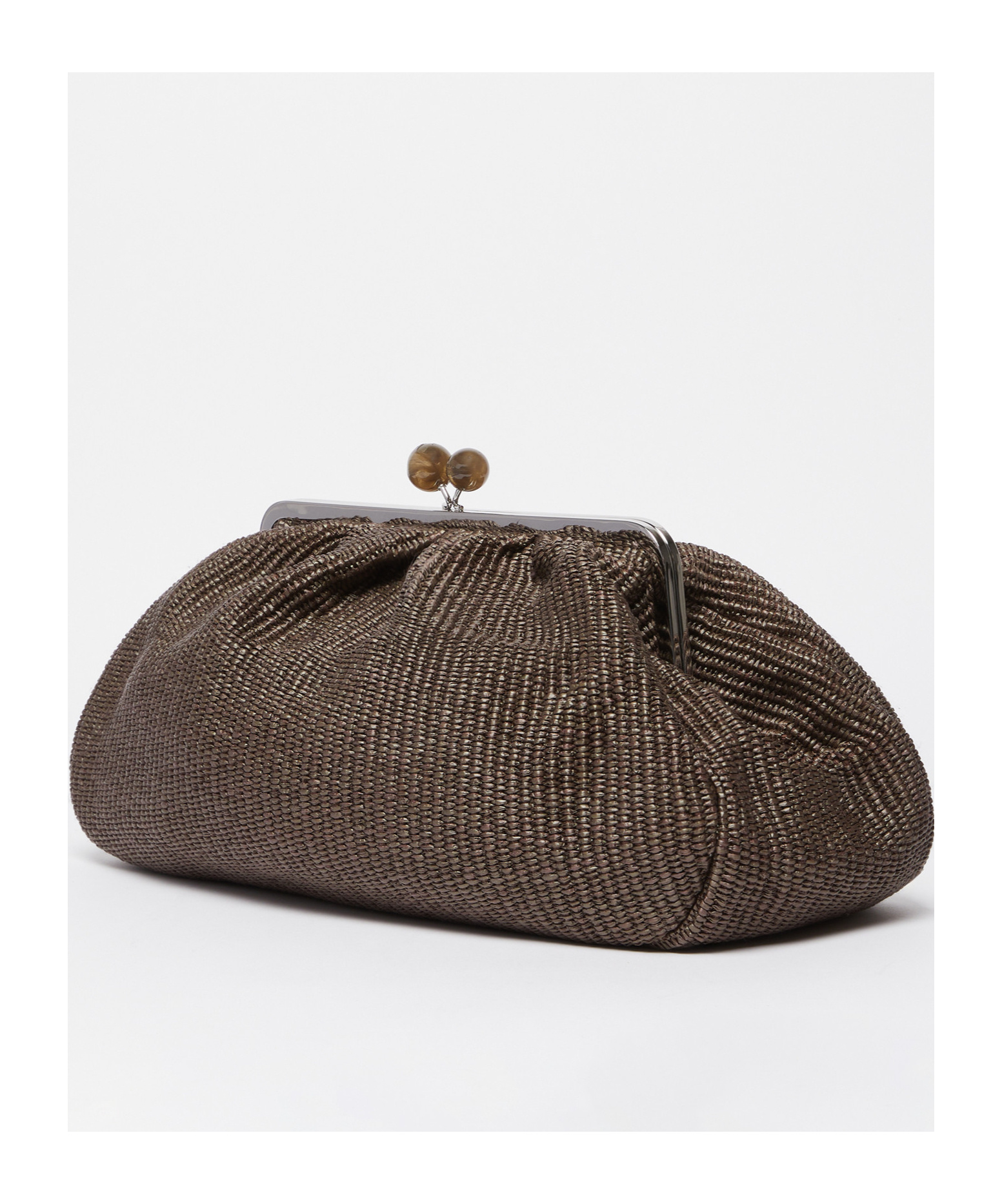 Weekend Max Mara Large Raffia-effect Pasticcino Bag In Dark Brown