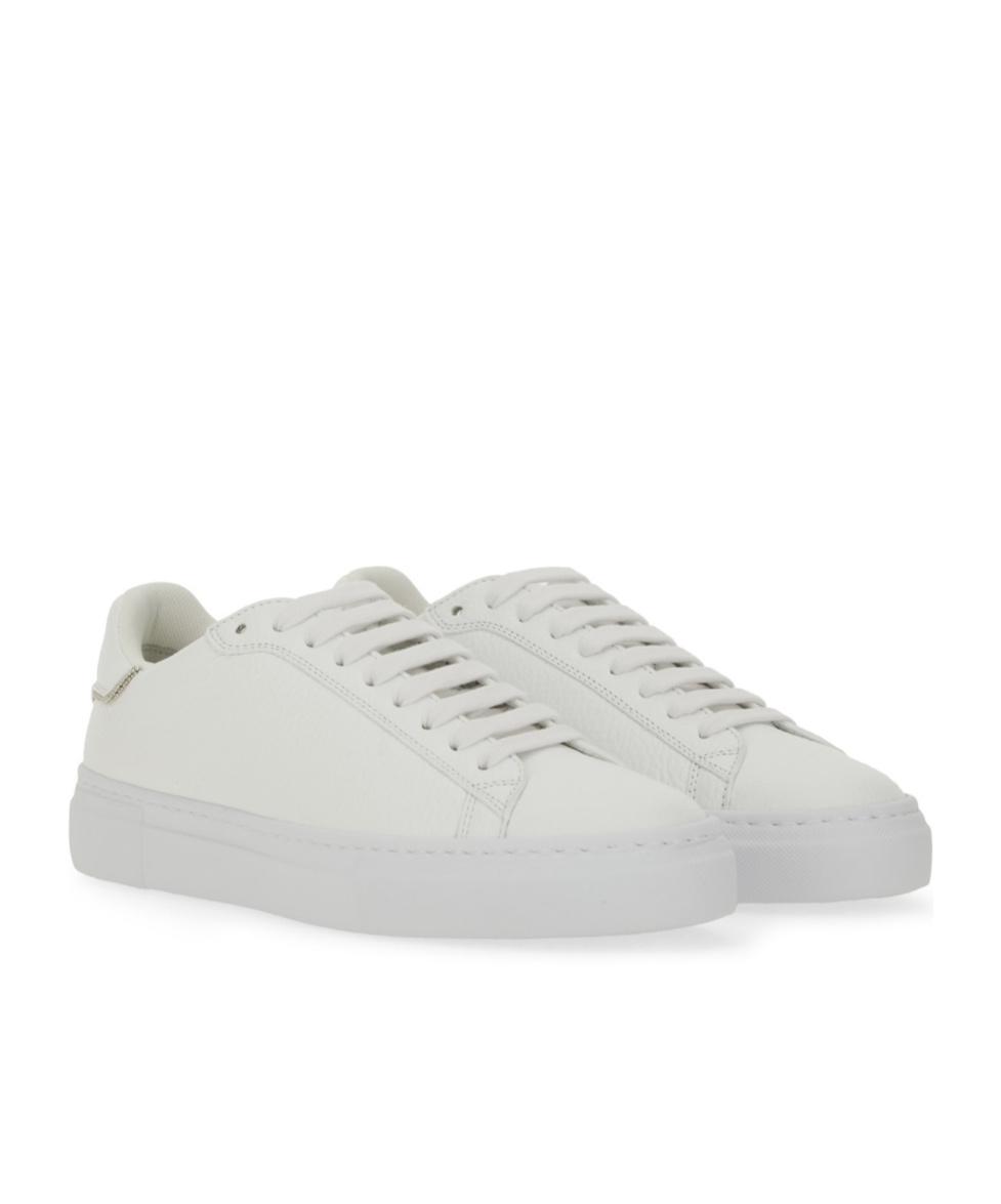 Fabiana Filippi White Leather Sneakers With Classic Lace-up Design In White