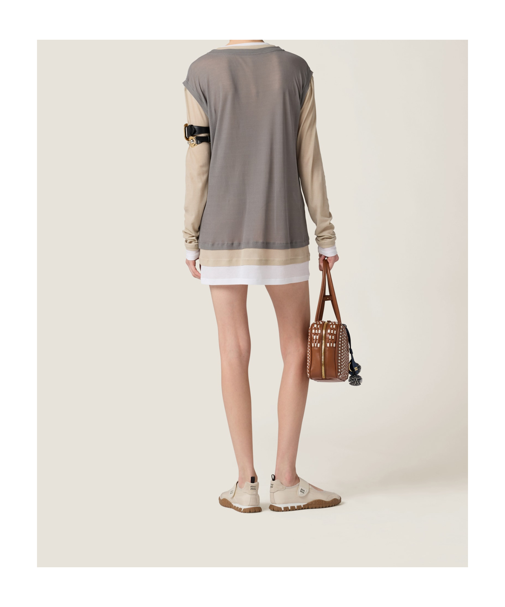 Miu Miu Women Multicolor Cotton T-shirt In Gray