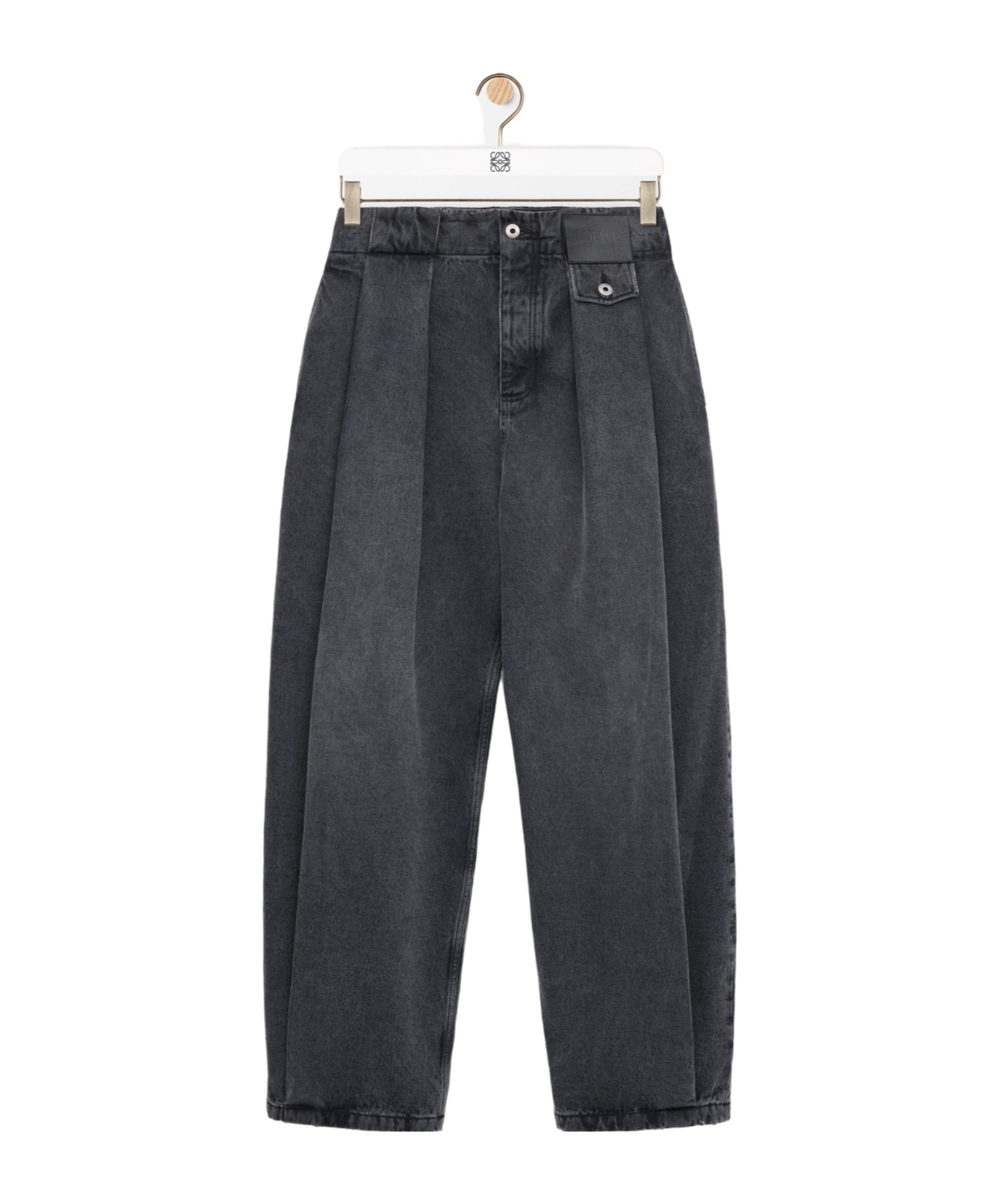 Loewe Embossed Leather-patch Jeans In Black