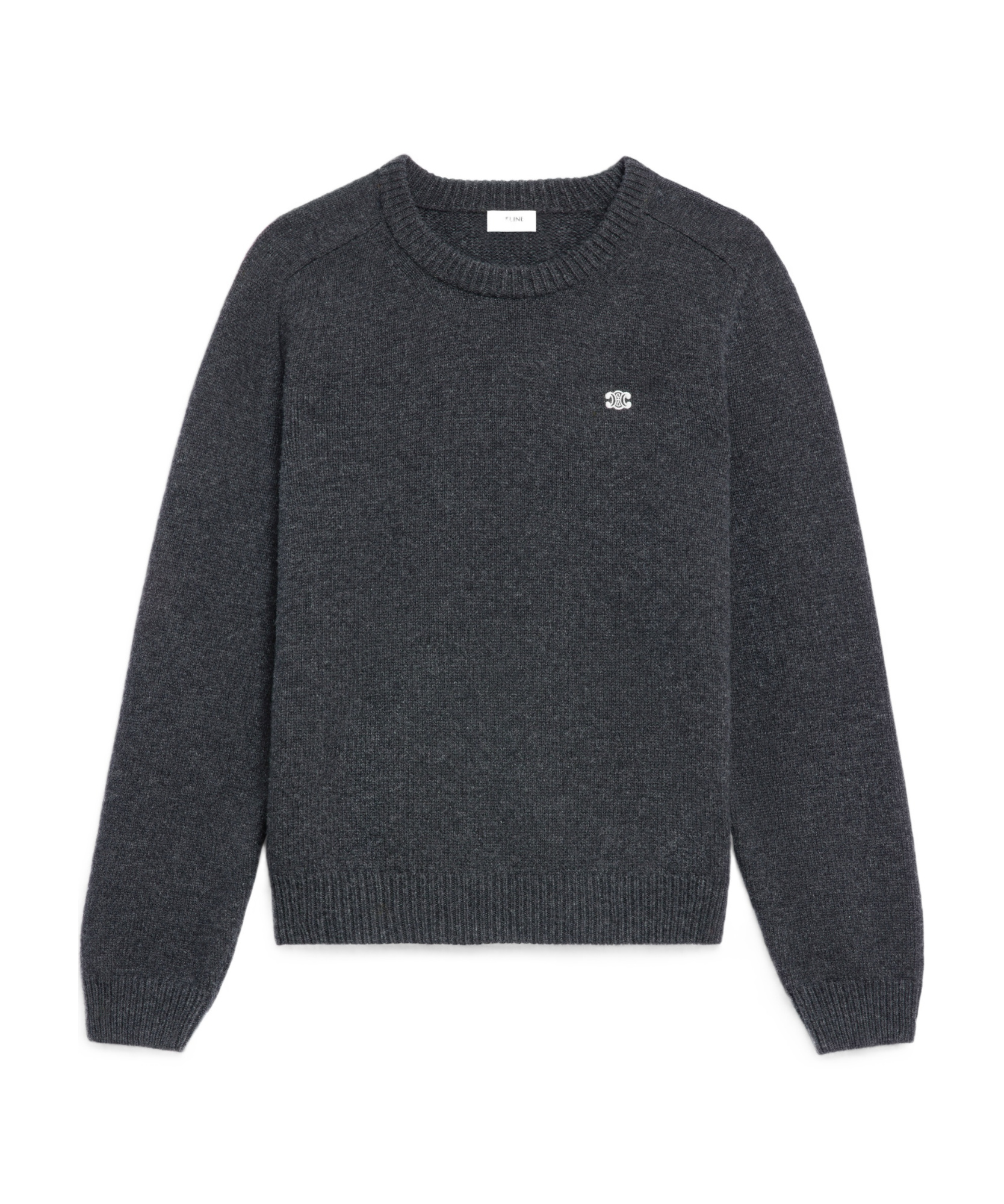Celine Pullover Wool Cashmere Sweater In Anthracite Color