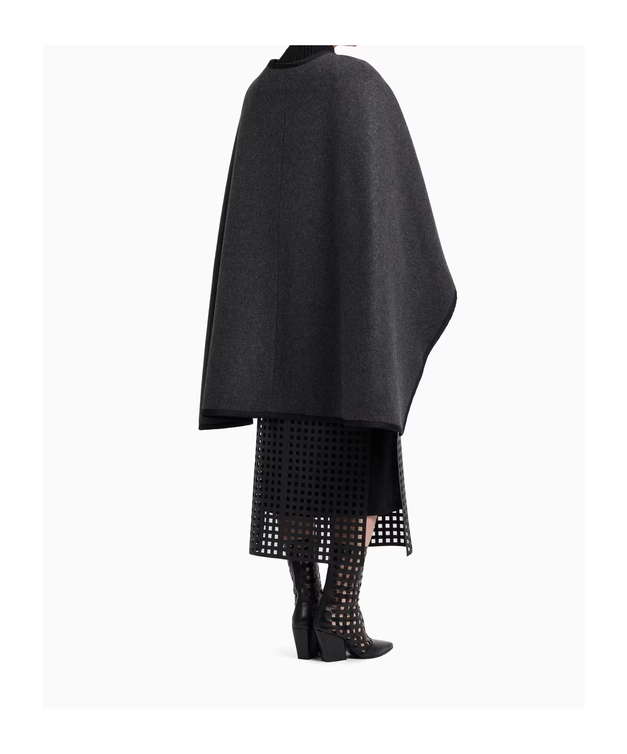 Emporio Armani Polygon Capsule Collection Wool Cloth Cape In Gray