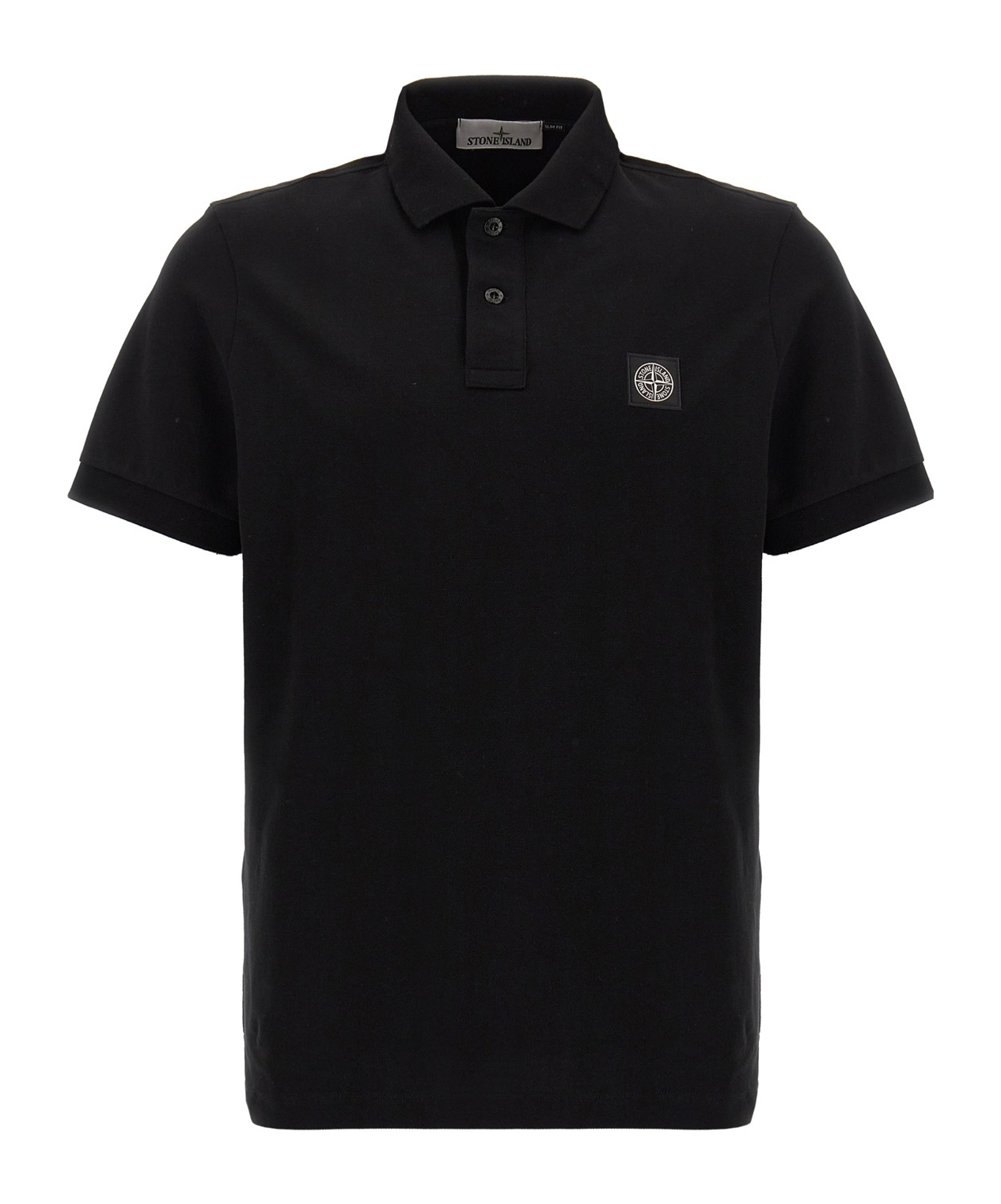 Shop Stone Island Logo Patch Polo Shirt In Black
