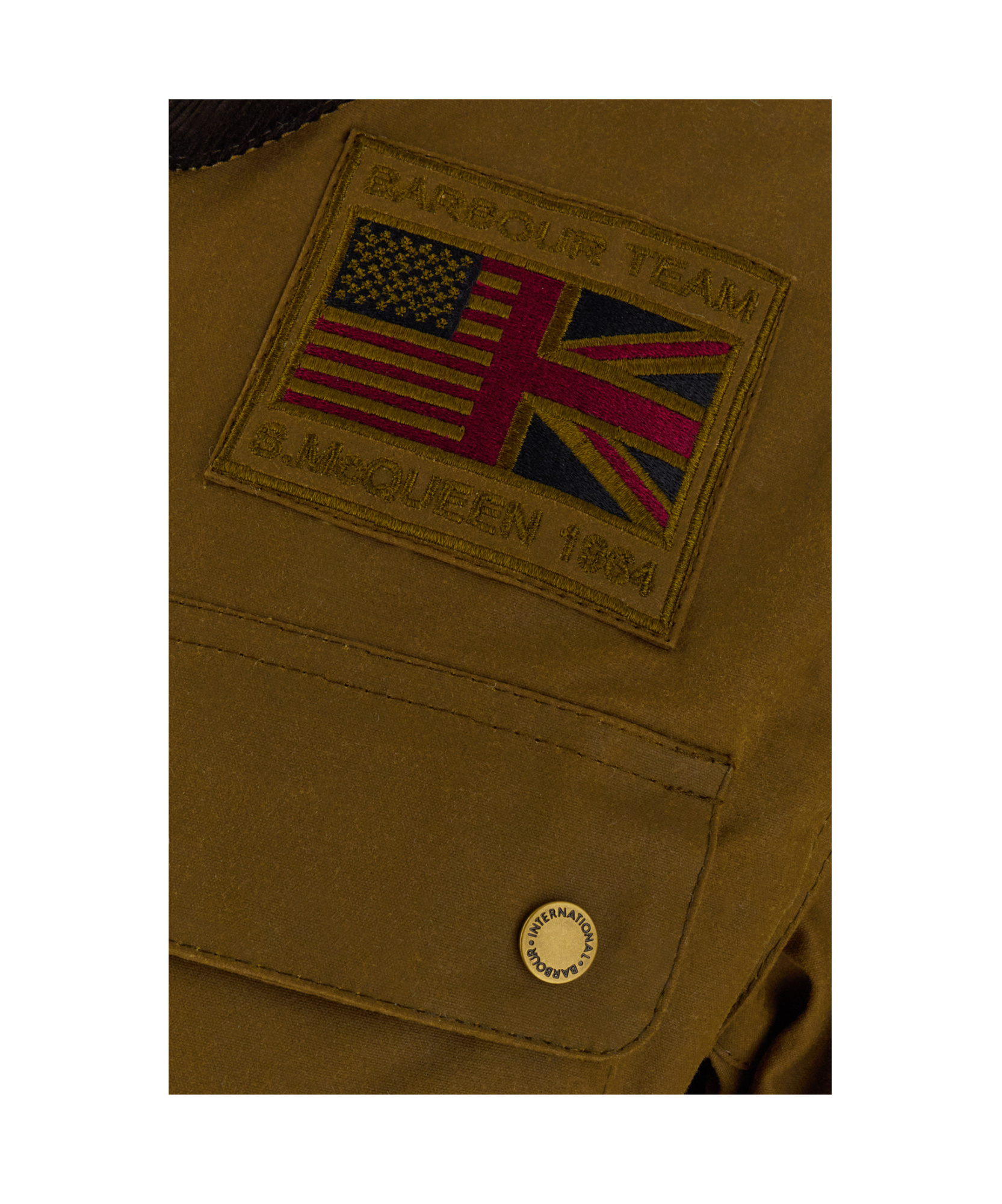 Barbour Khaki Green Cotton International Workers Wax Jacket In Brown