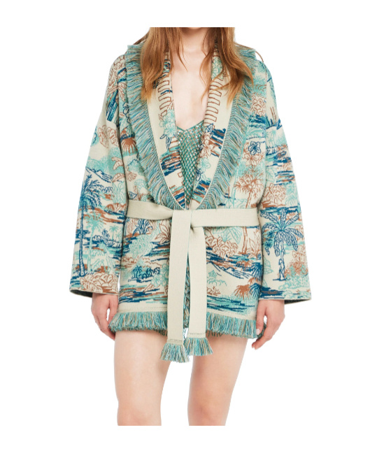 Alanui Lost In The Blue Fringed Cardigan In Multi