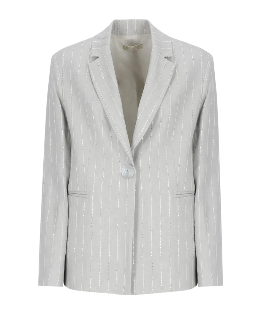 Antonelli Grey Viscose And Linen Gaia Jacket In Gray