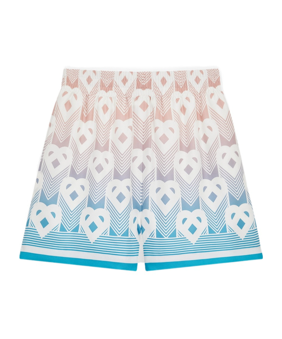 Casablanca Women Gradient Heart Monogram Silk Shorts In Blue