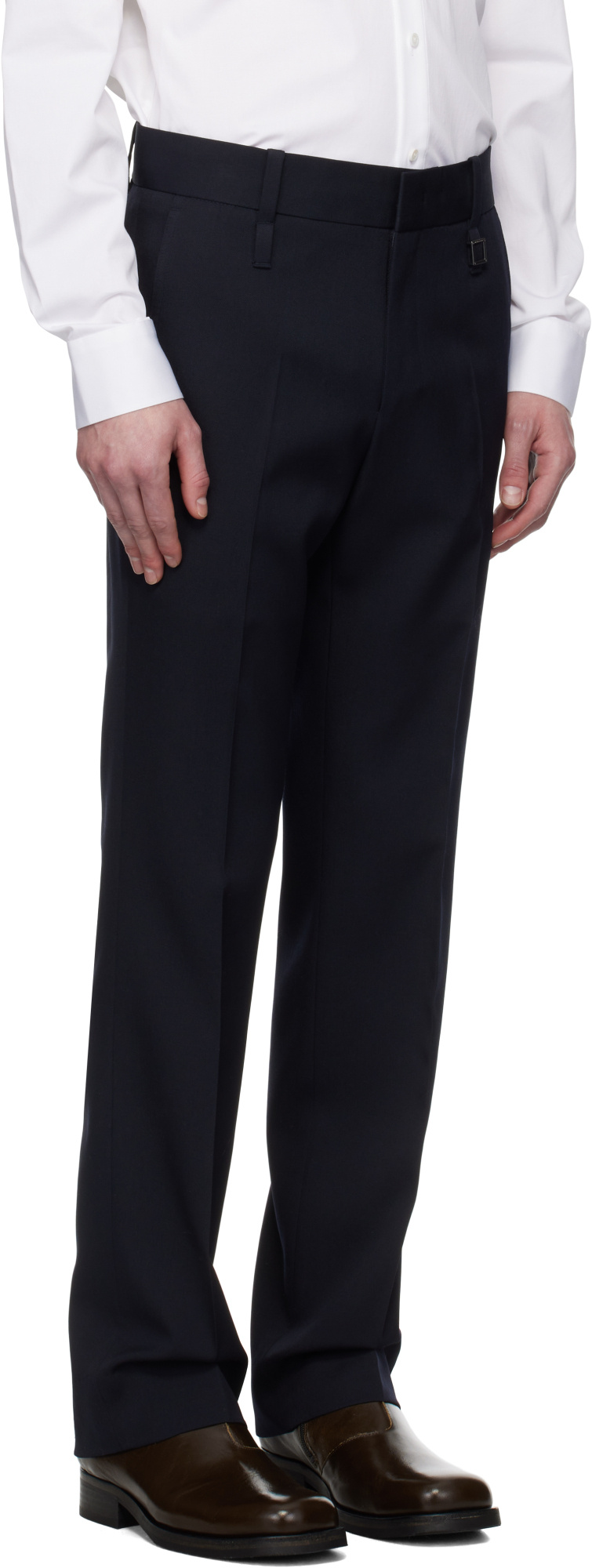 Wooyoungmi Navy Slim Straight Trousers In Black