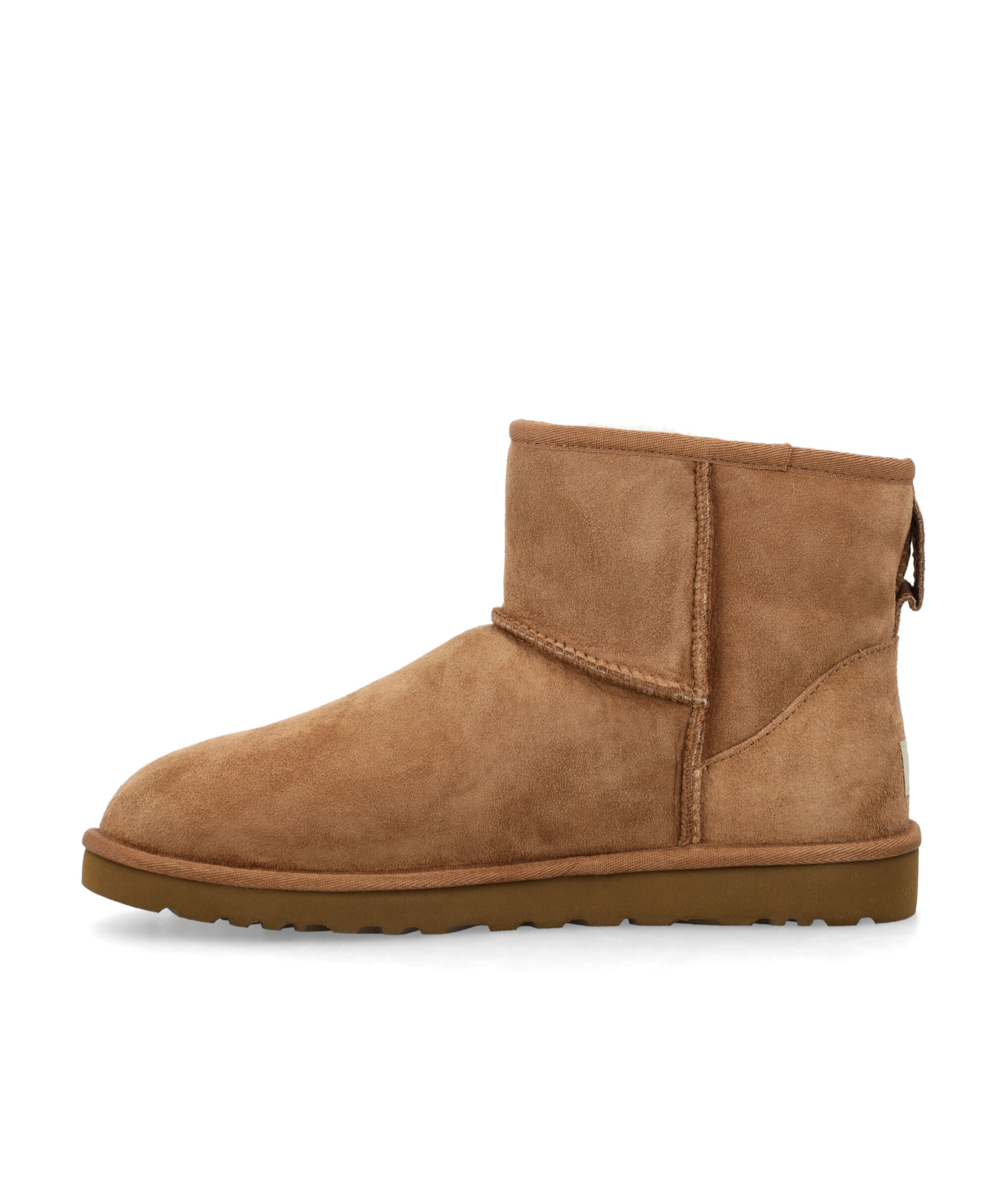 Ugg 'classic Mini' Brown Ankle Boots With Logo Patch On The Rear And Shearling Lining In Suede Man In Brown