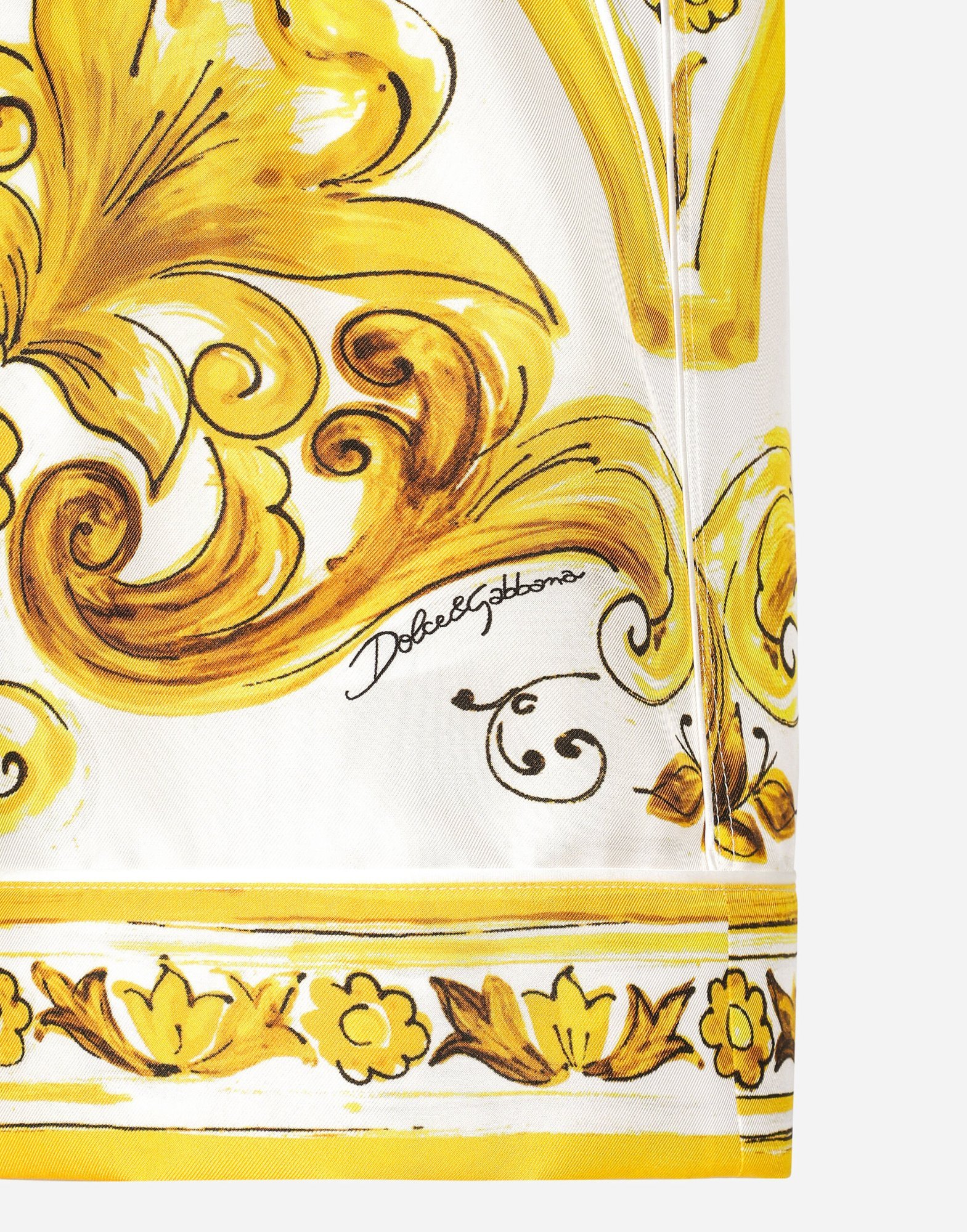 Dolce & Gabbana Majolica Print Silk Pajama Shorts In Yellow