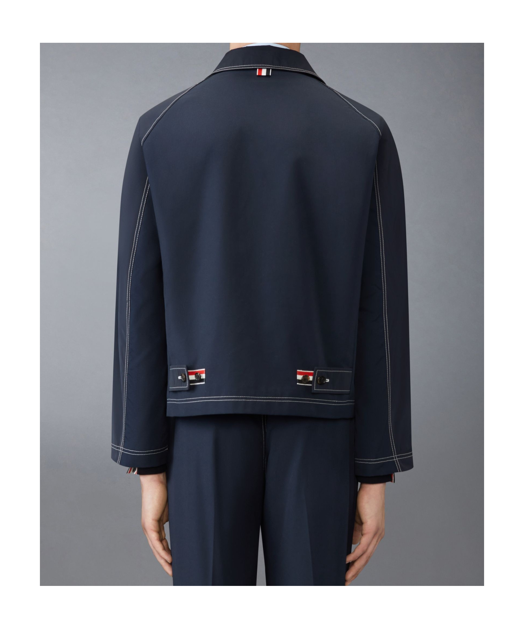 Thom Browne Contrast-stitching Raglan Jacket In Blue