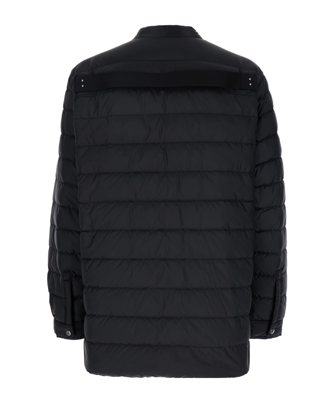 Moncler X Rick Owens Black Down Jacket With Logo Patch On The Sleeve And Snap Buttons In Tech Fabric Man In Black