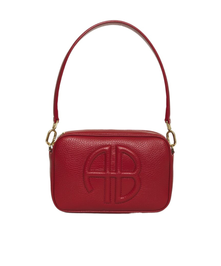 Shop Anine Bing Top Zipper Shoulder Bag In Red