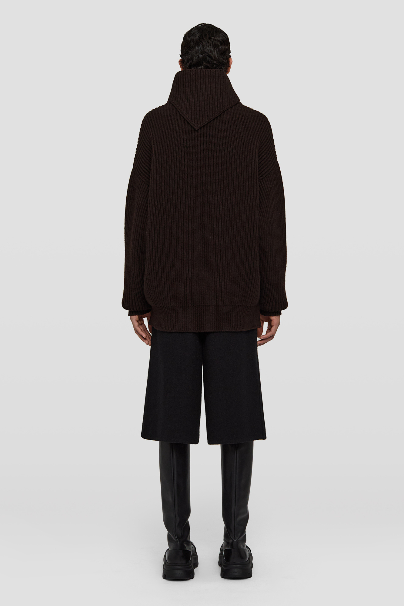 Jil Sander Wide-leg Felted Shorts In Black