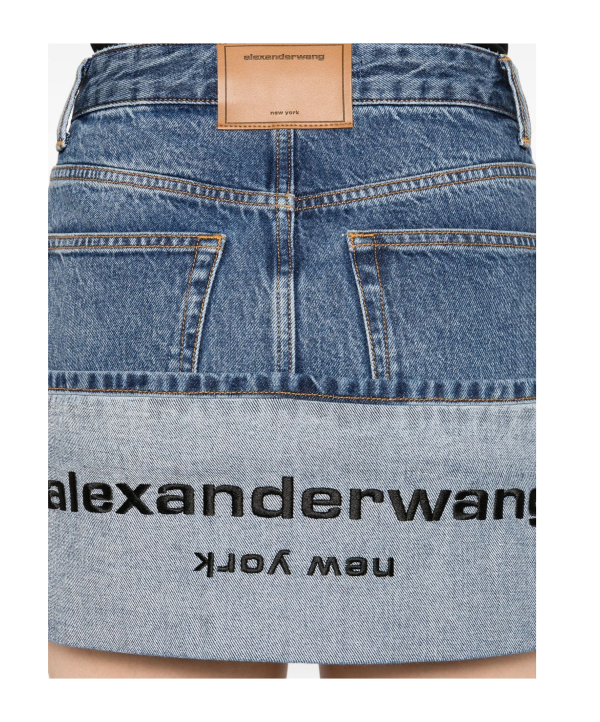 Alexander Wang Light Blue Denim Mini Skirt With Flap