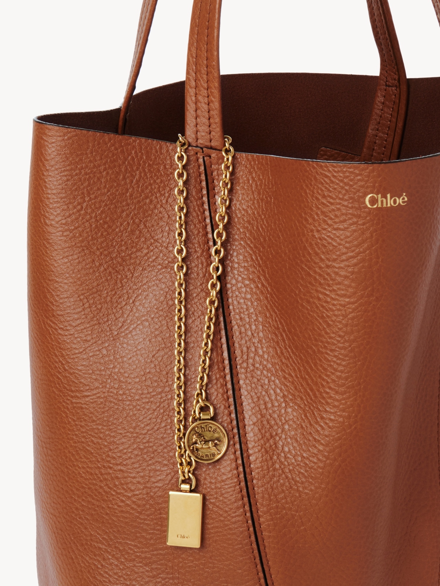 Chloé Medium Chloe Spin Grain Leather Bag In Brown