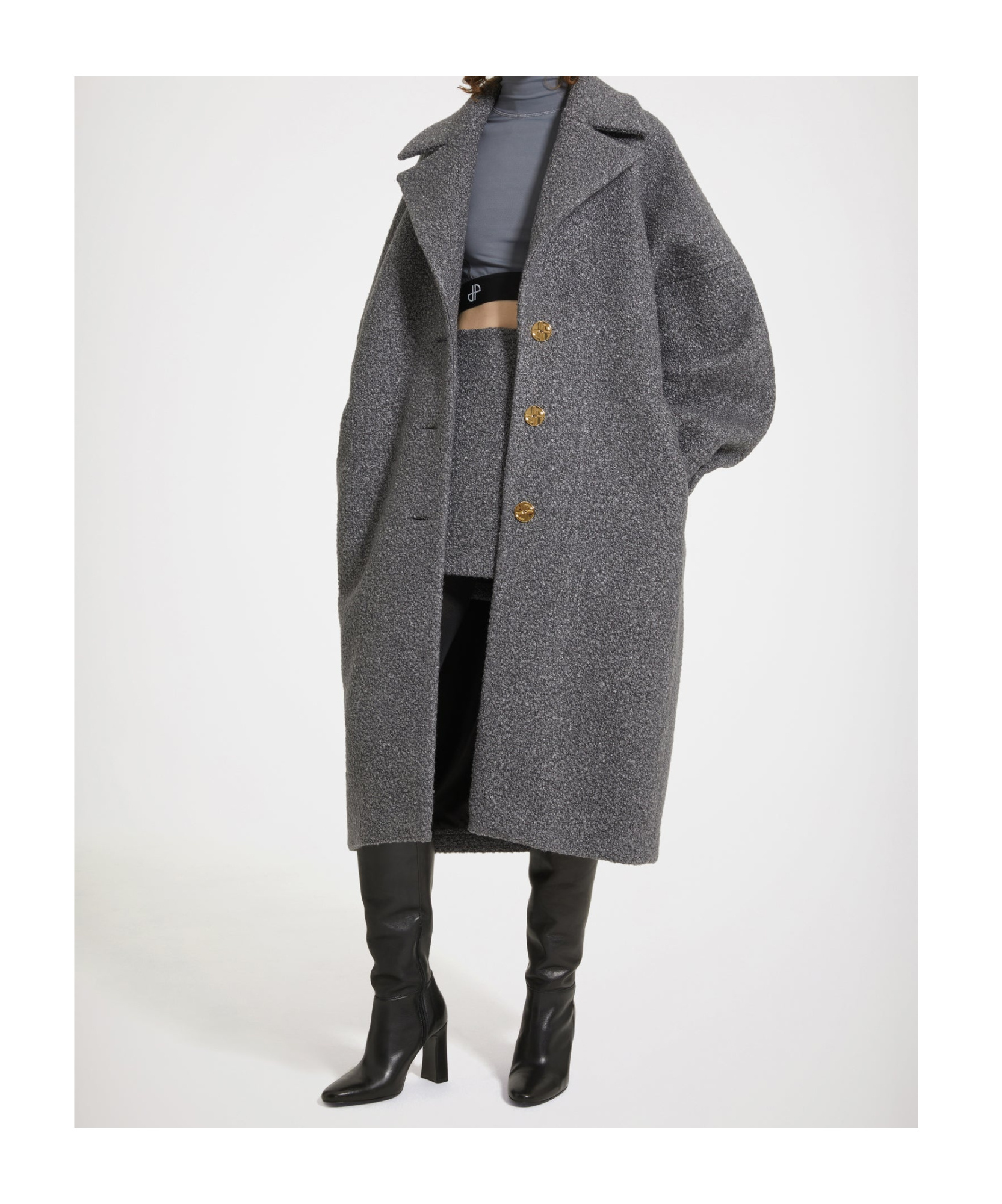 Patou Voluminous Coat With Long Sleeves. In Gray