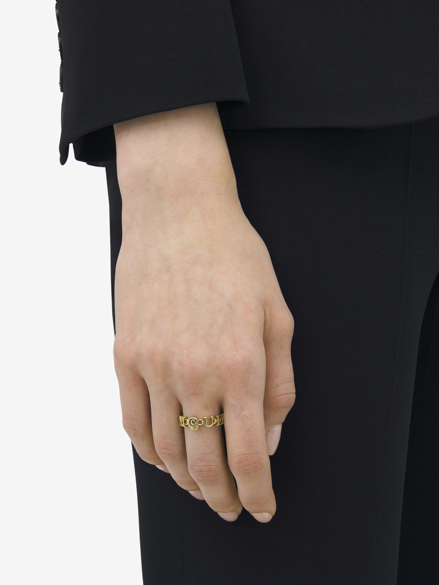 Alexander Mcqueen Mcqueen Ring For Women In Pale Gold In Gold