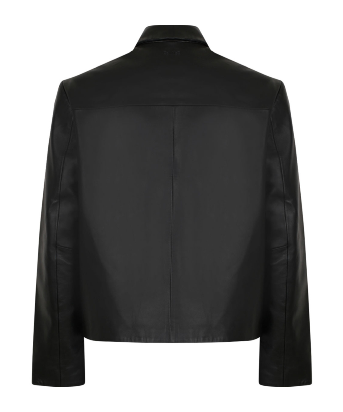 Shop Calvin Klein Long-sleeved Leather Jacket In Black