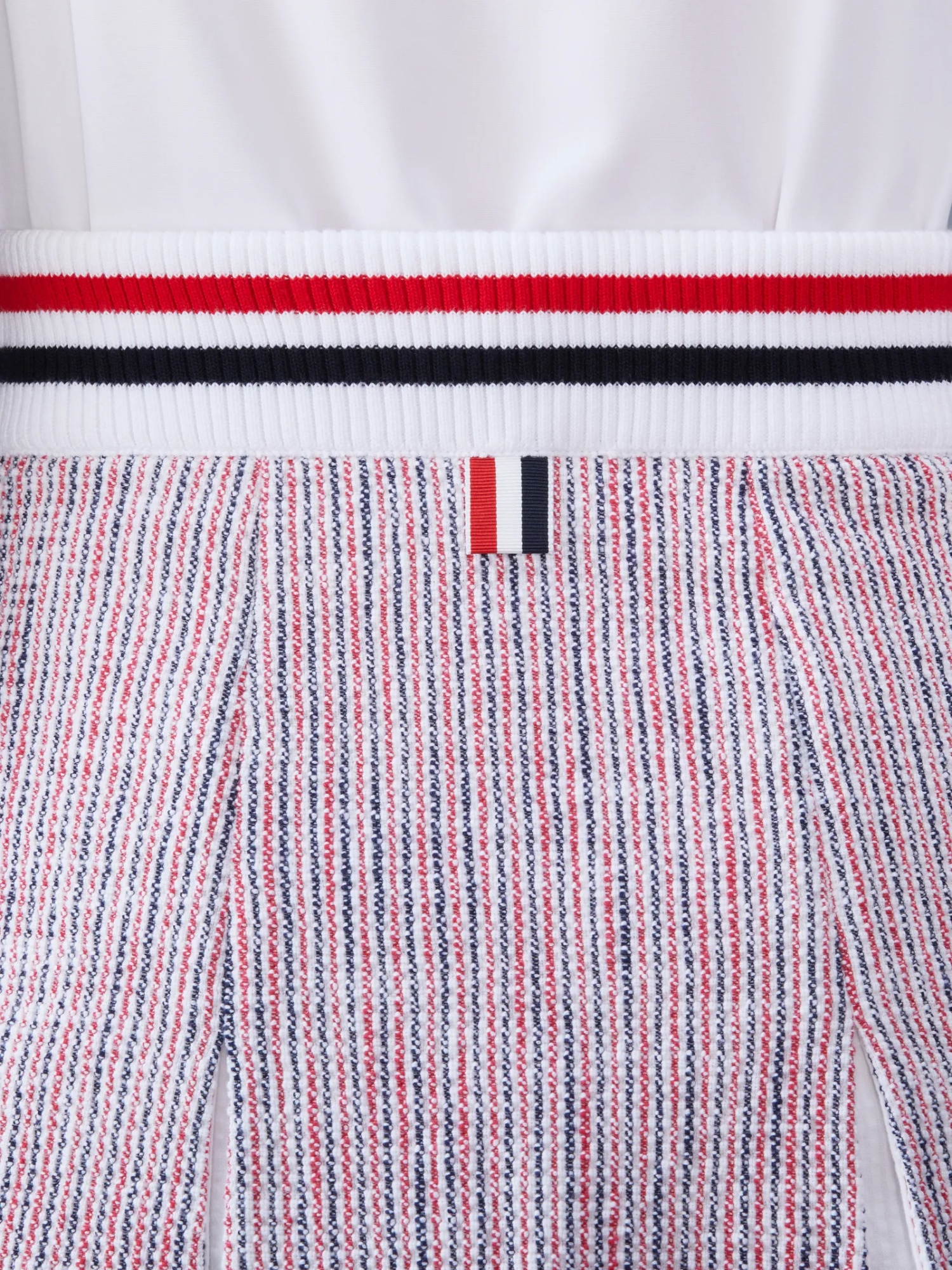 Thom Browne Tweed Seersucker Pleated Skirt In White