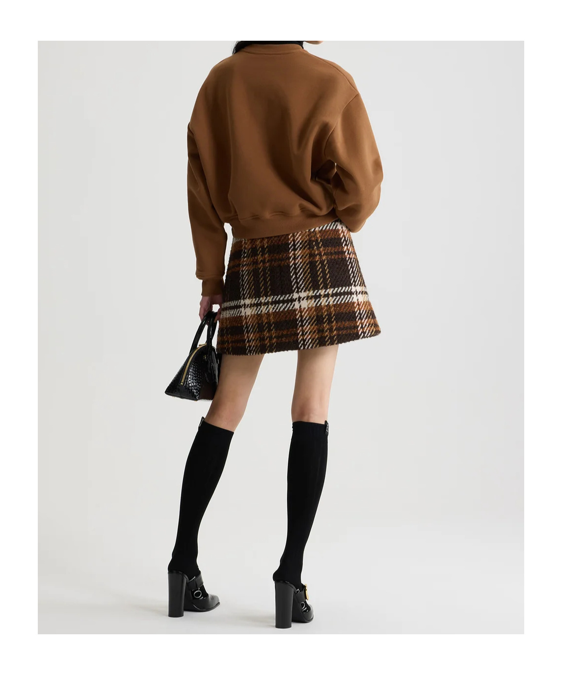 Patou Checked Wool-blend Mini Skirt In Brown