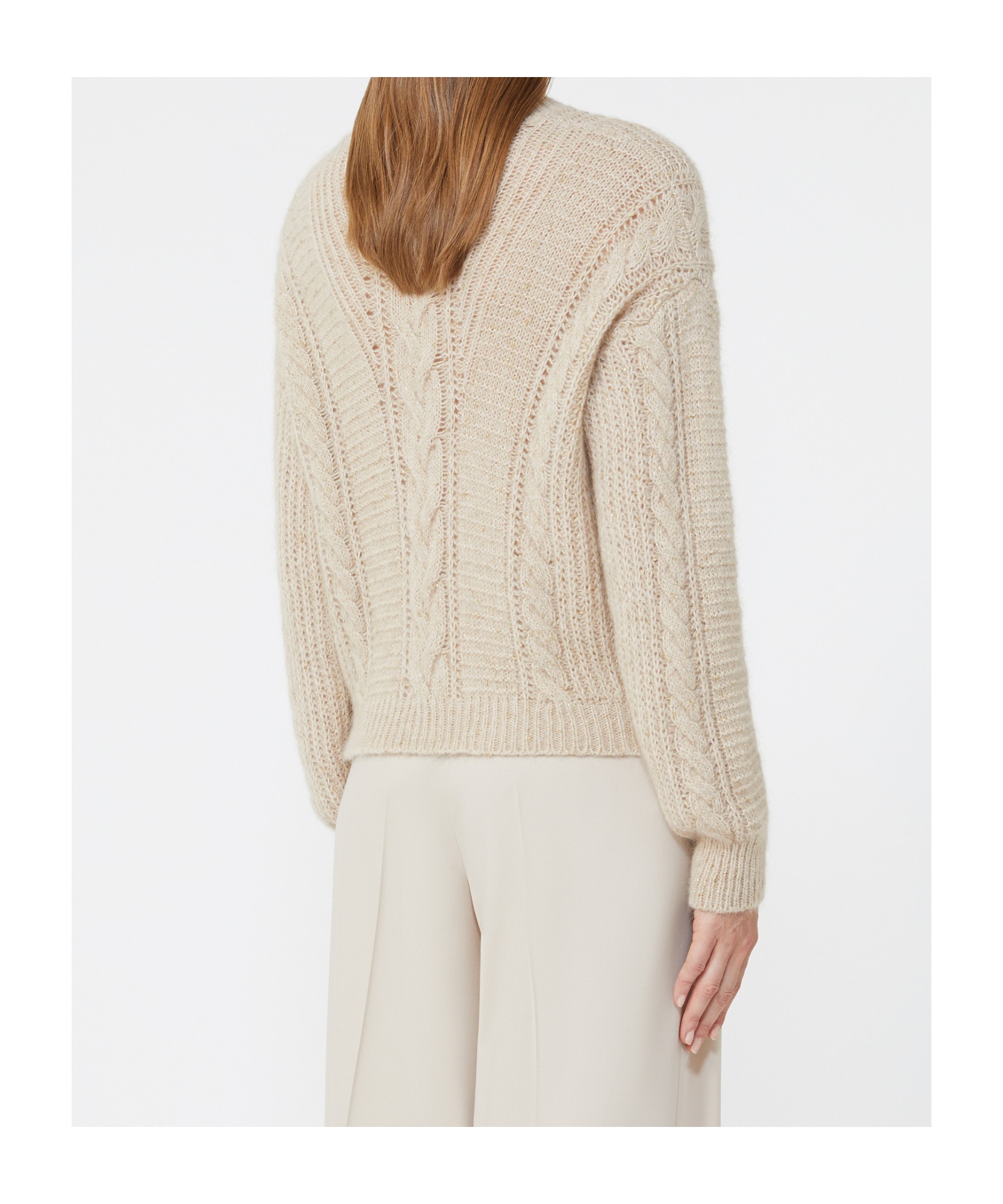 Max Mara Studio Crewneck Ribbed Jumper In Neutral