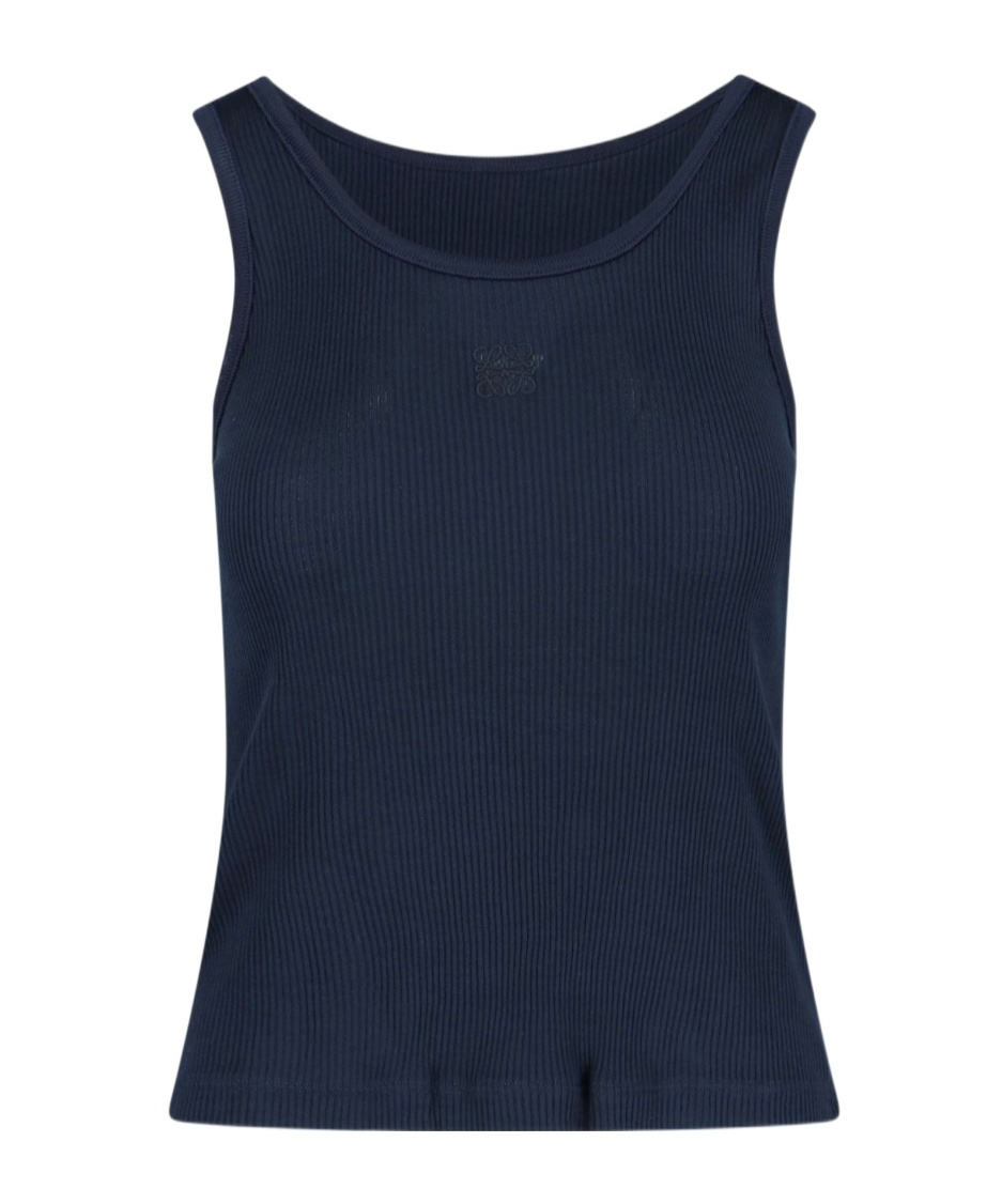 Loewe Anagram-motif Silk Top In Blue