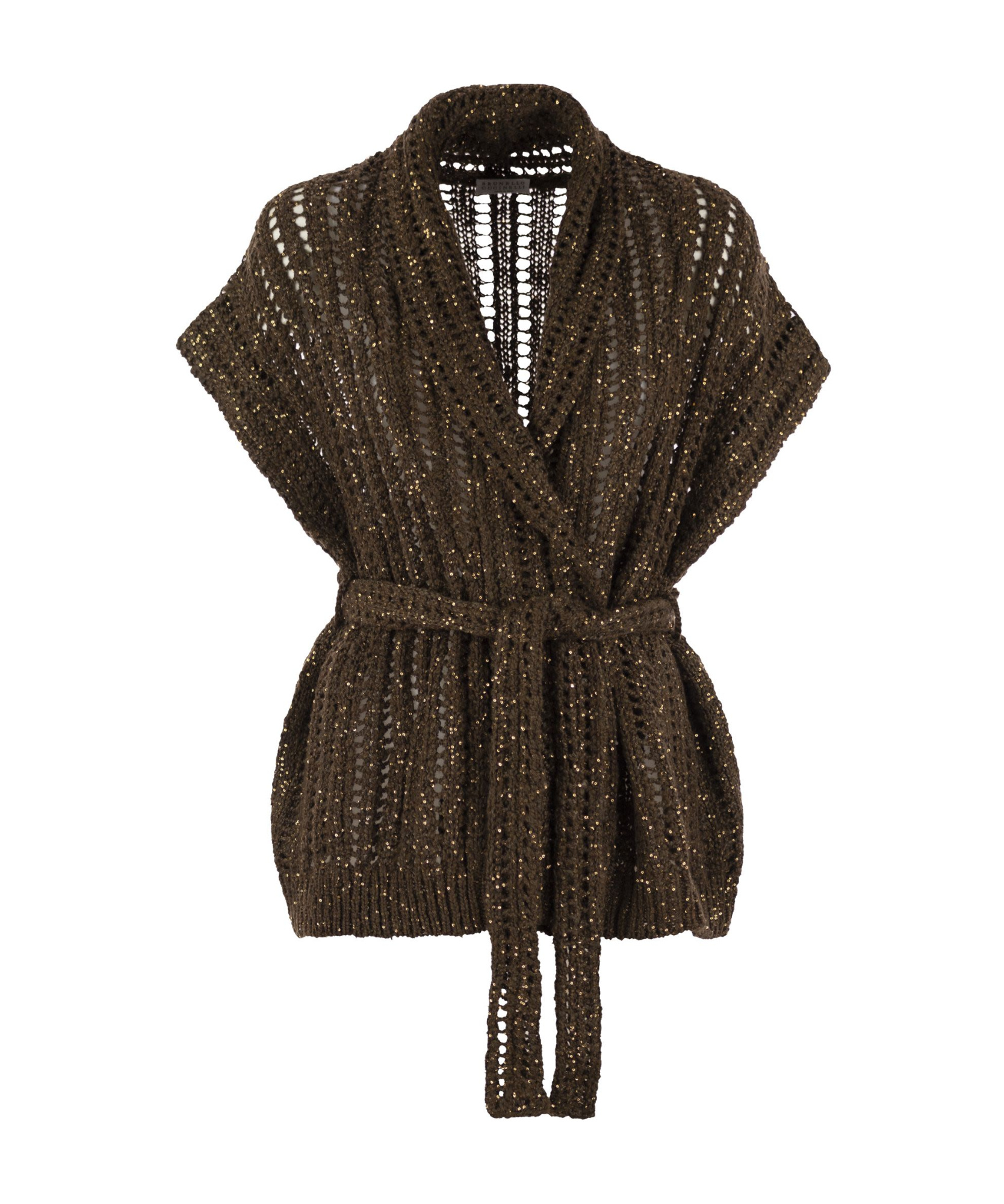Brunello Cucinelli Women's Dazzling Silk And Linen Perforated Rib Cardigan In Black